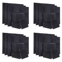 200Pcs Acoustic Soundproof Foam Sound Absorbing Panels Sound Insulation Panels Wedge,1X12X12Inch