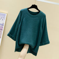 Sweater Women Wear  Spring Korean New 7 4 Sleeve Loose Round Neck Knitwear Short Top Fashionable Coat