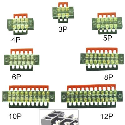 Electrical Screw Terminal Block Dual Row Strip Fixed Wiring Board Wire Connectors 600V 15A Box Connecter Cable Contacts 3/4/5/8p