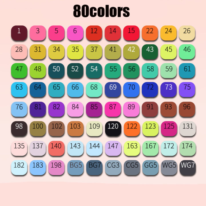 6080สีเครื่องหมายชุดแอลกอฮอล์น้ำมันคู่หัวเครื่องหมายนักเรียนนิเมชั่น-diy-กราฟฟิตีสีน้ำแปรงอุปกรณ์การเรียน