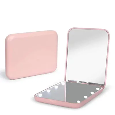 Travel-Friendly Mirror Illuminated Makeup Mirror Magnifying Light Mirror Foldable Compact Mirror Double-Sided Vanity Mirror