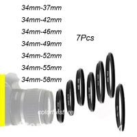 7ชิ้น34มม. ถึง37Mm-42Mm-46Mm-49Mm-52Mm-55Mm-58Mm 34 37 42 46 49 52 55 58อะแดปเตอร์กล้องตัวกรองเลนส์กล้องถ่ายรูปสเต็อัพโลหะ