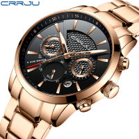 ZZOOI CRRJU Mens Watches Top Brand Luxury Sport Quartz Watch Men Business Stainless Steel Waterproof Wristwatch Relogio Masculino