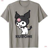 [ขายร้อน] แฟชั่นญี่ปุ่นเสื้อยืด Sanrio Kuromi ด้านหลังโลโก้ Tee สำหรับผู้ชายและผู้หญิง jk cotton เสื้อยืดสำหรับนักเรียน เสื้อยืดคุณภาพดี