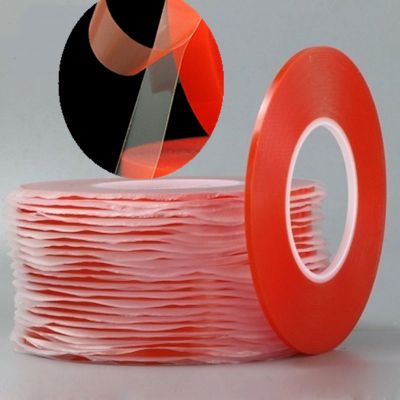 ❆ 0.2MM 1/2/3/5/10/12mm 25M Strong Acrylic Adhesive PET Red Film Clear Double Side Tape No Trace For Phone Tablet LCD Screen Glass