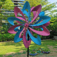 Garden Wind Spinner Double Layer Metal Windmill Spinners สำหรับตกแต่งสนามหญ้ากลางแจ้ง