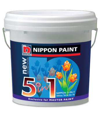 Nippon 5in1 นิปปอน ไฟว์ฟ-อิน-วัน สีน้ำอะครีลิค ยืดหยุ่นพิเศษสำหรับทาภายในและภายนอกอาคาร