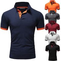 ZITY New Solid Mens Golf T-shirt Lapel Luxury Brand Man Clothes Summer Short Sleeve Lapel Neck Patchwork Men Tee Shirts  ZT00043