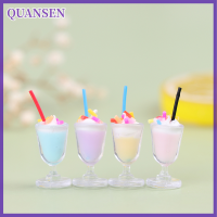 QUANSEN 4ชิ้น/ล็อต dollhouse Miniature MINI drink Ice Cream Cup รุ่นแกล้งเล่นของเล่น