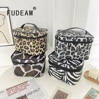 HOT★FUDEAM หนังเสือดาวกระเป๋าเครื่องสำอางค์ผู้หญิง Multifunction Travel เก็บอุปกรณ์อาบน้ำจัดระเบียบกระเป๋าถือหญิงกรณีแต่งหน้า