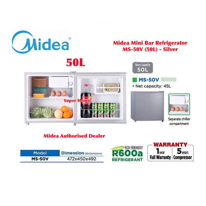 Midea Mini Bar Refrigerator MS50V (50L) Lazada