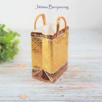 Otop Jittima Benjarong แจกันทรง shopping bag เบญจรงค์ (สินค้า OTOP 5 ดาว)