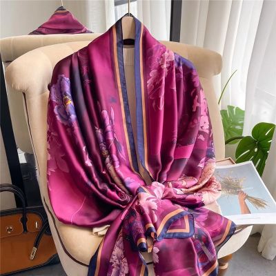 【CC】◇☒♗  Scarf Womens Luxury Design Silk Soft Muslim Headband Shawl Beach 85x180cm