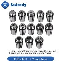 จัดส่งฟรี 13 ชิ้น ER11 1-7 มม. Chuck Spring Collet Set เครื่องกลึง เครื่องมือ ผู้ถือสําหรับ CNC Engraving Machine Spindle Motor