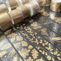 Butterfly feather leaves Decorative Adhesive Tape golden transparent Masking Washi Tape Scrapbooking Sticker Label Stationery