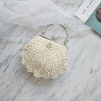 Pearl bag womens small bag handmade beaded bag diagonal small bag retro net red bag dress robe bag 【APR】