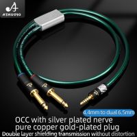 ATAUDIO HiFi 4.4mm to dual 6.5mm Balanced audio cable male plug 6N OCC Earphone Cable For Headset Headphone