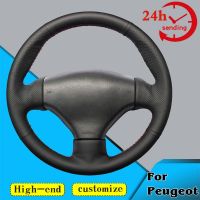 Custom Car Steering Wheel Braid Cover 100% Fit For Peugeot 206 1998-2005 206 SW 2003 2004 2005 206 CC Auto Interior Accessories Steering Wheels Access