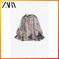 Zara ฤดูใบไม้ผลิ ใหม่ ผู้หญิง สไตล์วันหยุด จีบ เสื้อเชิ้ต พิมพ์ลาย ตกแต่งผู้หญิง