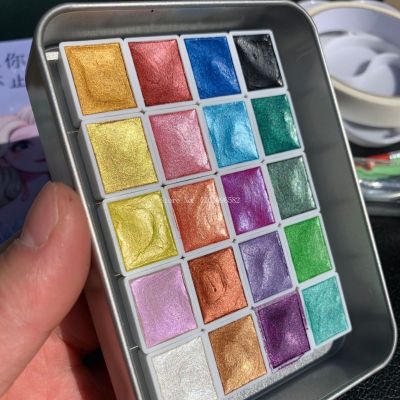 Pearlescent Solid สีน้ำสีงานฝีมือเซรามิกภาพวาดระบายสีสีศิลปินสร้างมือวาดเติมสีน้ำ