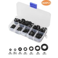 364PCS Nylon Flat Washers Set M2 M2.5 M3 M4 M5 M6 M8 Plastic Insulation Spacers Seals Black Nylon Washers Gasket Ring Kit