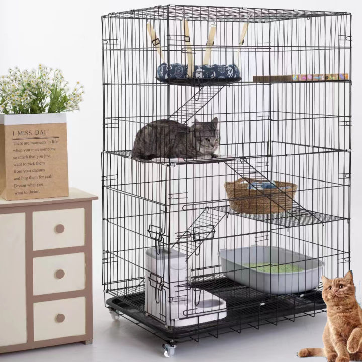 GVIEW Cat Cage 4 Layer Pet Cage Foldable Sturdy Pet Furniture Cat Cages ...