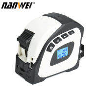 NANWEI 2in1 L-Aser Rangefinder 5เมตรเทปวัดไม้บรรทัดจอแสดงผล LCD ที่มีแสงไฟระยะทางเมตรอาคารอุปกรณ์การวัดพื้นที่ปริมาณสำรวจอุปกรณ์