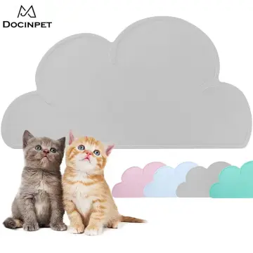 Pet Placemat Silicone Dog Cat Food Mat Bowl Pad Cloud Shaped Pet Feeding Mat  Grey Large