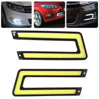 2ชิ้น12โวลต์รูปตัวยู Car COB LED ของแต่งรถไฟ DRL ไฟวิ่งกลางวันไฟภายนอกบ้านไฟ LED แบบสว่างรถยนต์สำหรับไฟตัดหมอกขับรถยนต์