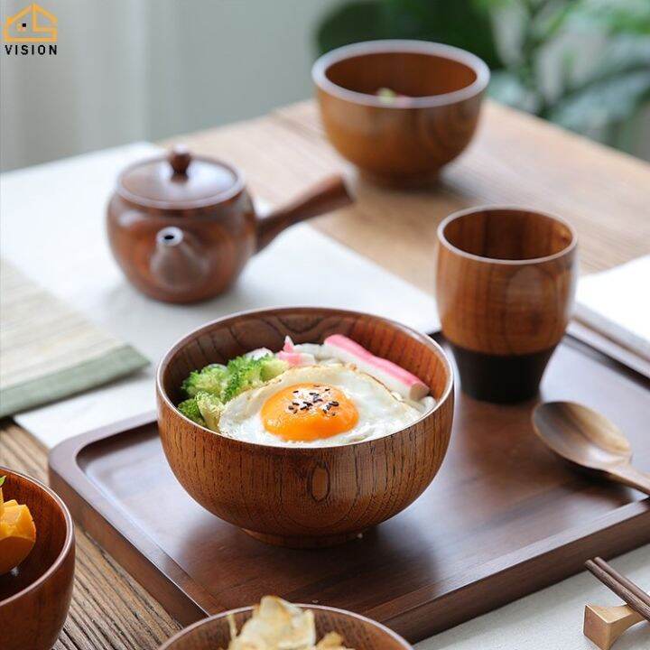 Solid Wood Handmade Wooden Bowl Natural Wood Salad Bowl Kitchen Food