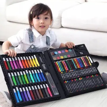 150pcs Painting Tool Kit For Kids Including Oil Pastels, Watercolor Pens,  Crayons, Pencils In A Graffiti Gift Box