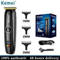 Kemei Professional Hair Trimmer สายไฟฟ้าแบบปรับได้/ปัตตาเลี่ยนตัดผมไร้สายสำหรับผู้ชายเครื่องตัดผม LED Display