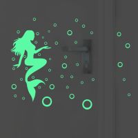 ✸✽ Luminous Bubble Mermaid Polka Circle Wall Stickers Kitchen Bathroom Decor Glow in the Dark Wall Decals Peel Stick Wallpaper