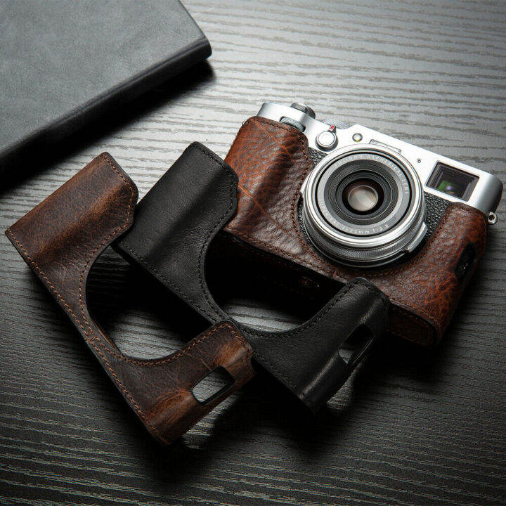 X100V Camera Bag Handmade Genuine Leather Camera Case Half Body For