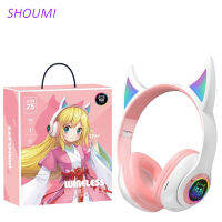 New Year Gifts Wireless Headphones Devil Bluetooth Headset Flashing Light Devil Ear Helmet for Girls Kid Demon Earphone with Mic