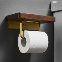 Wall Mount Paper Towel Roll Holder Perfect Tear for Bathroom Kitchen Solid Wood Toilet Tissue Phone Shelf Self Adhesive