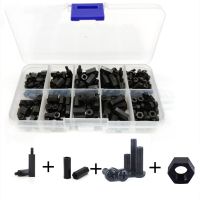 180pcs M2 M2.5 M3 M4 Nylon Screw White/Black Hex Nylon Standoff Spacer Column Flat Head Nylon Plastic Spacing Screws Nuts Colanders Food Strainers