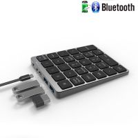 Numeric Keypad with USB HUB Dual Modes Bluetooth Wireless Number Keyboard Rechargeable Numpad for Tablet Laptop Ipad