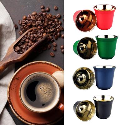 HOT SALE! 80ml Double Wall Stainless Steel Espresso Insulation Coffee Cup Capsule Mug 304 Stainless Steel Coffee Cup Double Wall