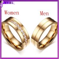 VYBL ผู้หญิงผู้ชาย ความรัก AAA CZ แหวนแต่งงาน ลูกบาศก์เซอร์โคเนีย สแตนเลส ทอง 18K ชุบ