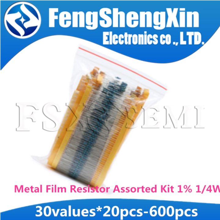 30values-300pcs-600pcs-1-4w-0-25w-1-metal-film-resistor-assortment-kit-set-pack-electronic-diy-kit-10r-1m-free-shipping