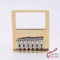 HR-1 Set  Super Quality Humbucker Pickup  Fixed Electric Guitar Bridge  Stainless Saddle  Brass Plate  Gold  ( #1241 )