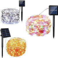 [HOT N] 1PC พลังงานแสงอาทิตย์กลางแจ้ง33Ft 100 LED 10M สายไฟลวดทองแดง Warm White สีขาวที่มีสีสันกันน้ำปลอดภัย Fairy Xmas