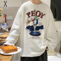 YIPINYOUYOU丨เสื้อยืดแขนยาวแฟชั่น Retro Crewneck เสื้อยืดแฟชั่นคู่เสื้อกล้ามหลวม