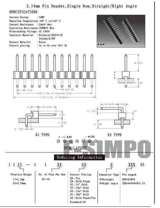 10pcs-2-54mm-pin-1x40p-r1-r2-right-angle-smd-smt-board-spacer-single-row-gold-pcb-male-berg-strip-pin-header-connector