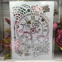 A4 29cm Vintage Clock Time Brick Wall DIY Layering Stencils Painting Scrapbook Coloring Embossing Album Decorative Template Rulers  Stencils