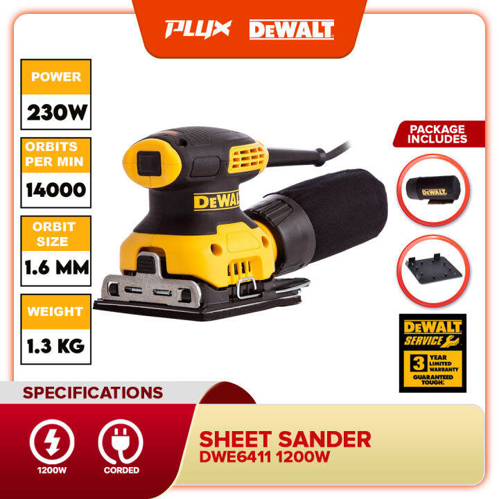 DEWALT DWE6411B1 230W 1/4 Sheet Palm Grip Sander (DWE6411) Lazada