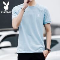 Playboy 2022เสื้อยืด คอกลม แขนสั้น สีพื้น แฟชั่นฤดูร้อน สำหรับผู้ชาย