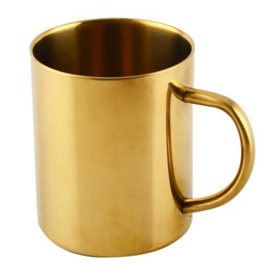 สีทอง/ทองเหลืองชุบสแตนเลสน้ำชากาแฟแก้วสองชั้น Teacup