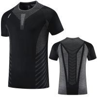 Men Training T shirts Quick Dry New Design Fashion Sport Short Sleeve Prints Gym Shorts Thin Polyester Running Shirts